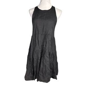 CIVICO 51 Women's Black Linen Tiered Sleeveless Midi Dress Size L‎ Italy